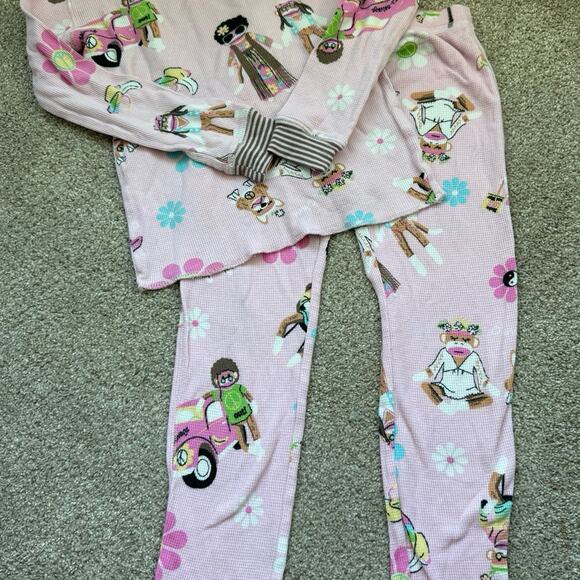 PJ Salvage Girls Sock Monkey Pj Pajama Set Girls Sz 6 - Picture 1 of 3